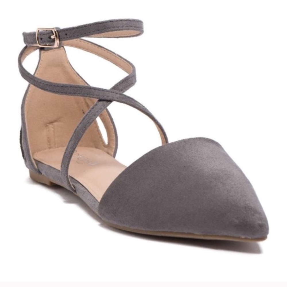 Pointed Toe Ankle Strap Flats